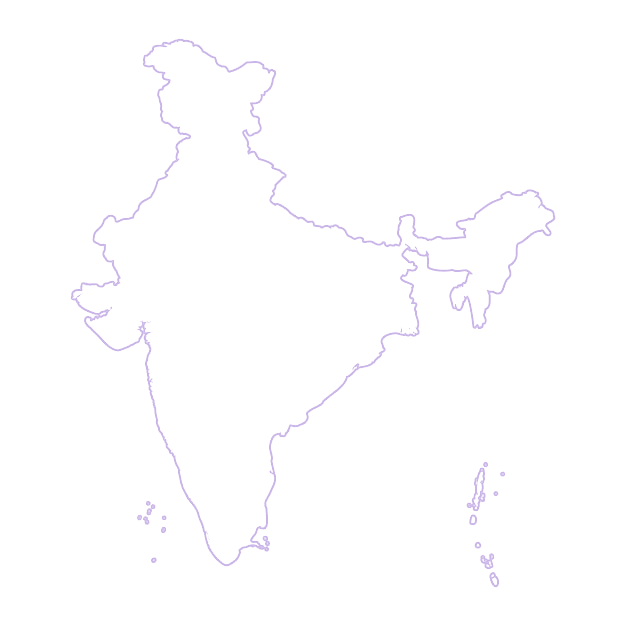 Outline map of India representing Siaara Media DOOH network coverage across 23 states at Mechmiles petrol pump sites